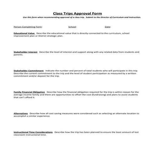 Field Trip Forms | PDF