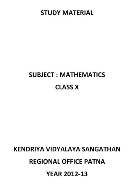 Class X Mathematics Study Material