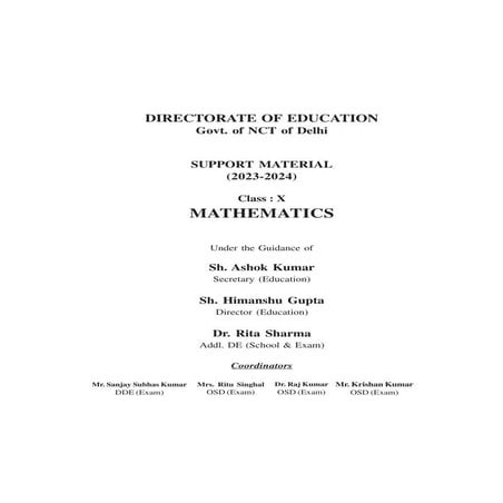 CLASS X MATHS SUPPORT MATERIAL 2023-24 BY DIRECTORATE OF EDUCATION, DELHI GOV...