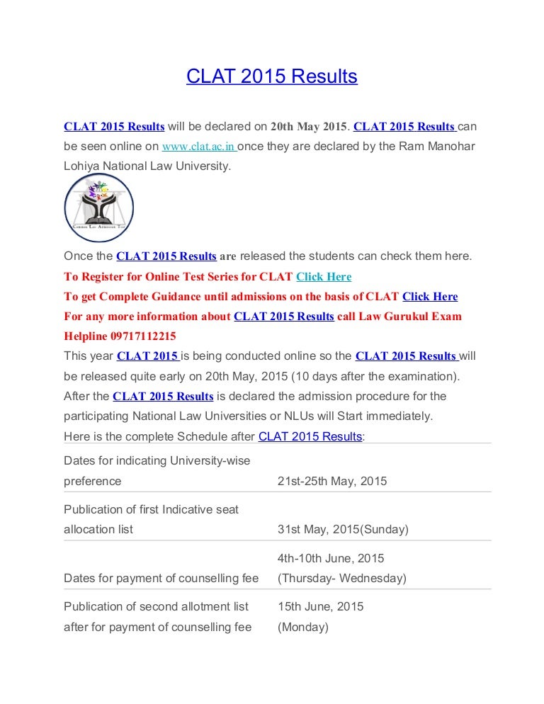 Clat 2015 Result
