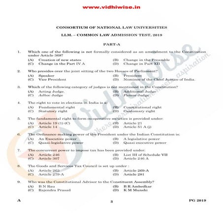 CLAT 2019 PG Question Paper | PDF