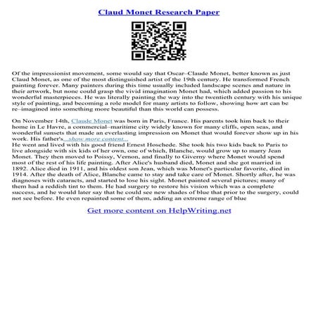 Claude Monet Essay