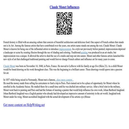 Claude Monet Influences