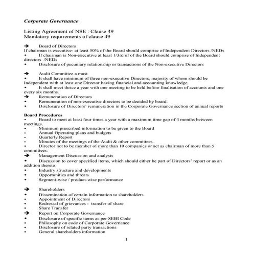 Clause 49 and its ammendments
