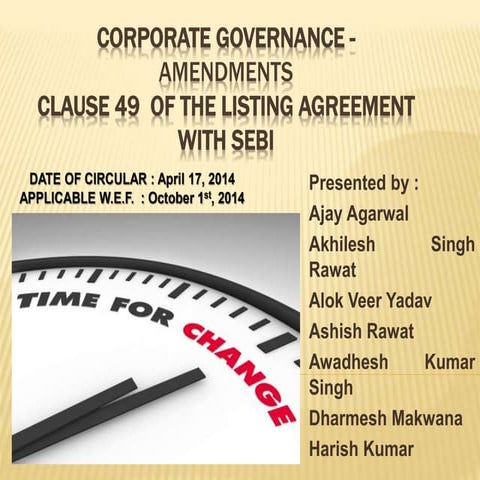 CLAUSE 49 OF SEBI LISTING AGREEMENTS