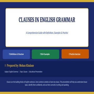 Clauses in English Grammar – Types, Examples & Exercises | Class 11 ...