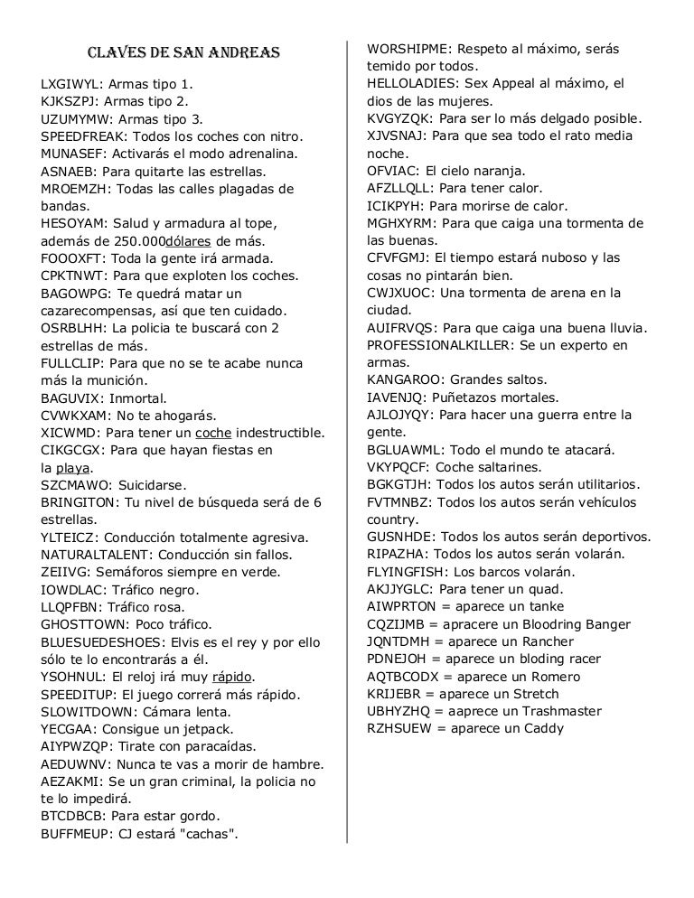 Claves de san andreas