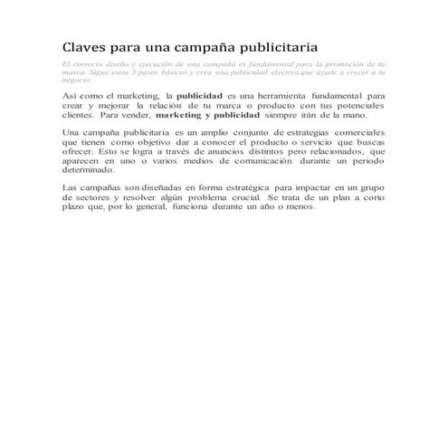 Claves para una campaña publicitaria