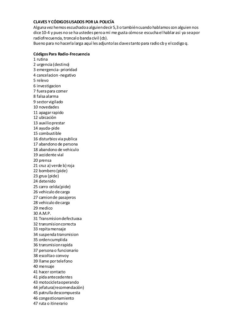 Claves y códigos usados por la policía