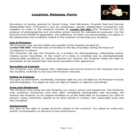 Location release form