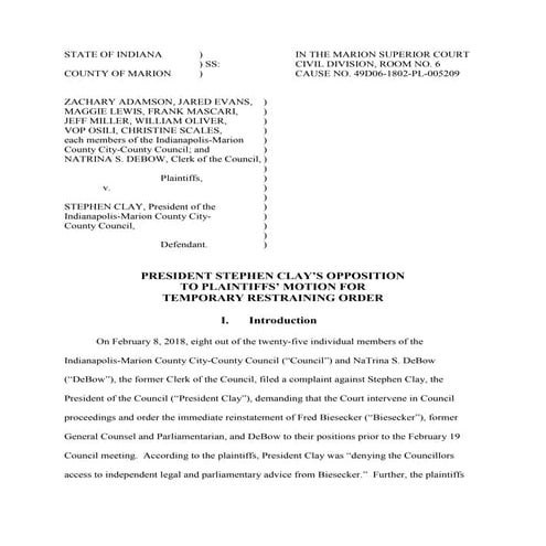 Clay's Response to Council Lawsuit | PDF