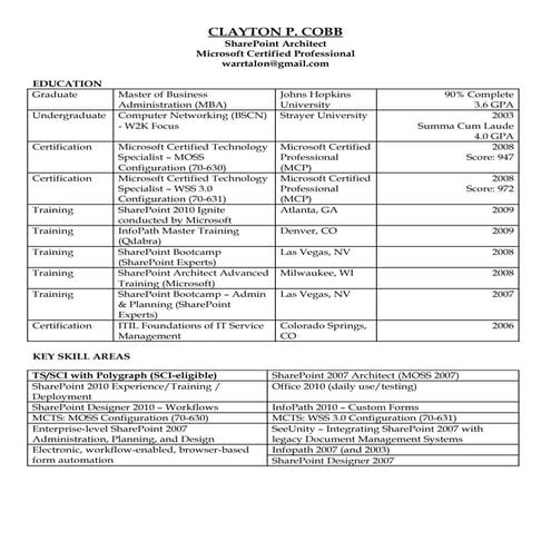 Clayton Cobb Resume - SharePoint