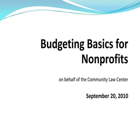 Budgeting and Financial Statement Basics for Nonprofits
