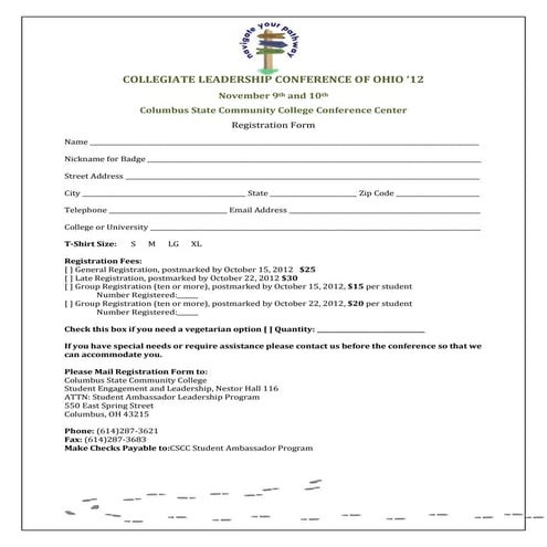 Collegiate Leadership Conference Registration Form