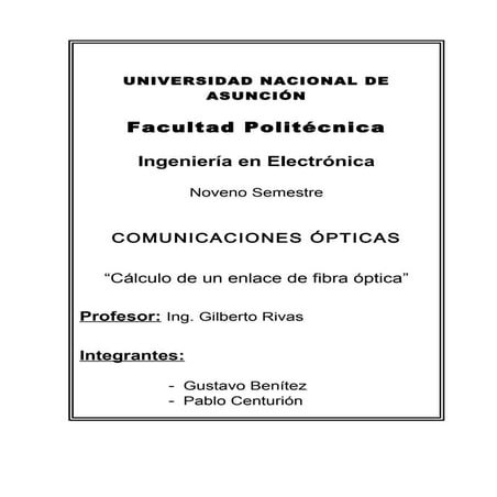 Cálculo de un enlace de fibra óptica