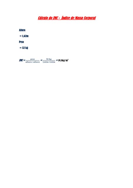 Cálculo do imc