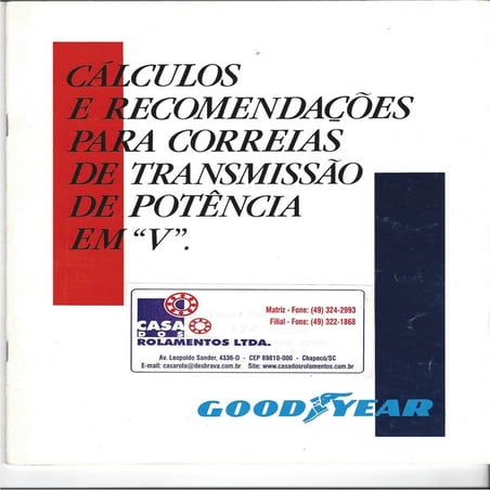 cálculos e recomendações para correias de transmissão de potência em v