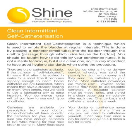 Clean intermitent self catheterisation | PDF