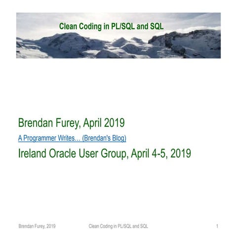 Clean coding in plsql and sql, v2 | PPT
