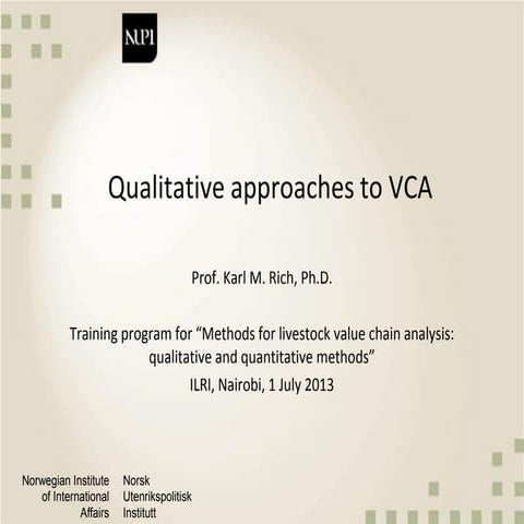 Qualitative approaches to value chain analysis
