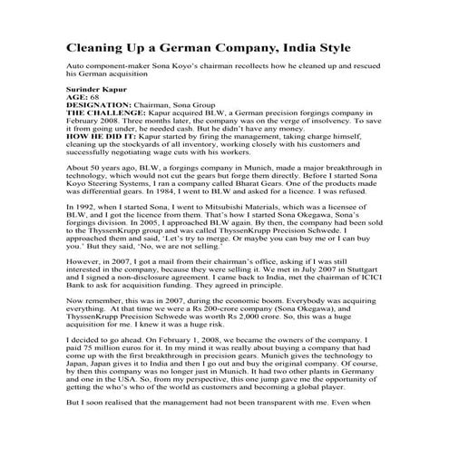 Cleaning up a german company, india style