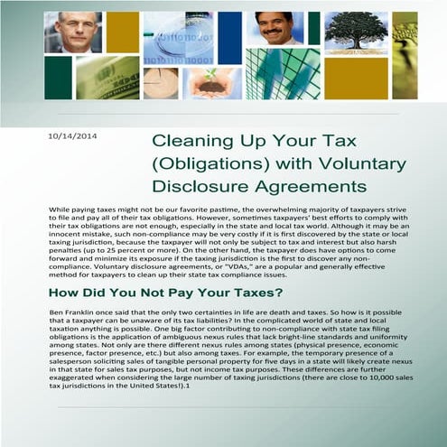 Cleaning Up Your Tax with Voluntary Disclosure Agreements