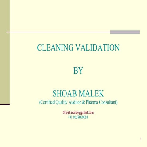 Cleaning validation