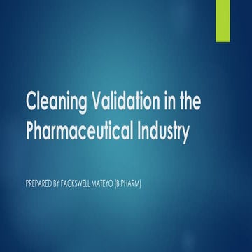 Cleaning Validation in the Pharmaceutical Industry.pptx