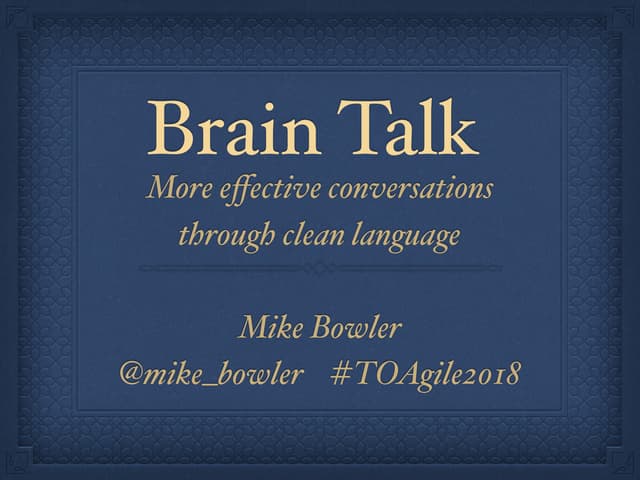 Brain Talk: More effective conversations through clean language