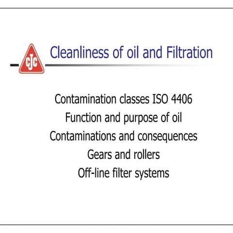 Cleanliness of oil and filtration (english)