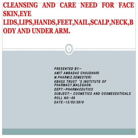 Cleansing and care need for face skin,eye lids,lips,hands,feet,nail,scalp,neck,b