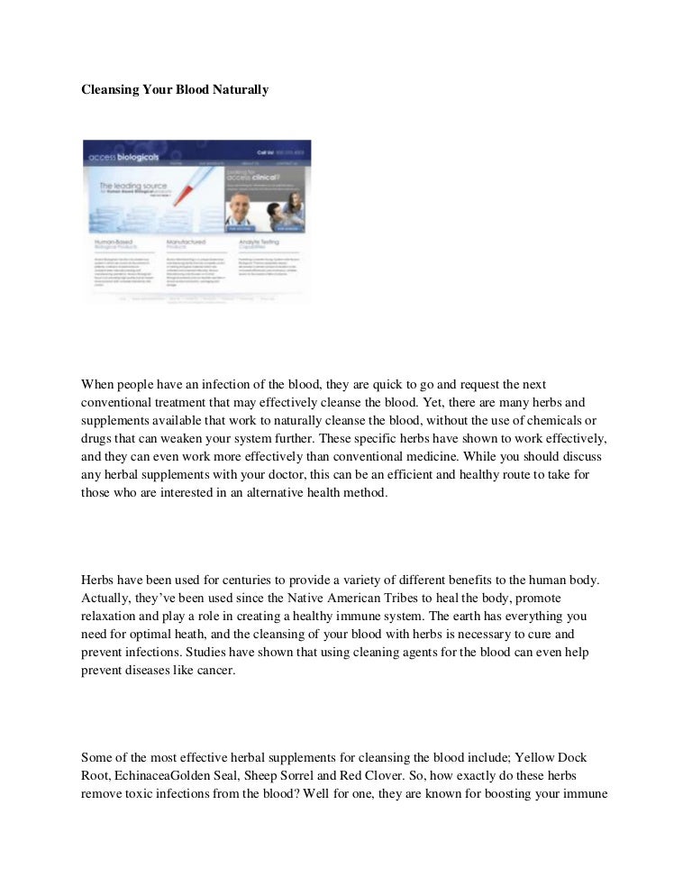 Cleansing your blood naturally