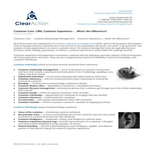 Customer Care ... CRM ... Customer Experience -- What's the Difference?