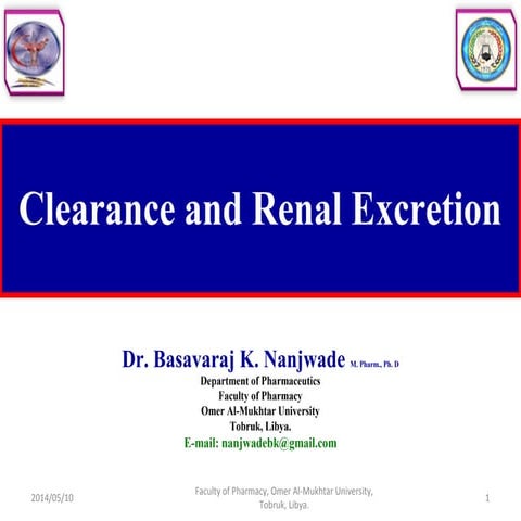 Clearance and renal excretion