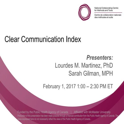 NCCMT Spotlight Webinar: Clear Communication Index 