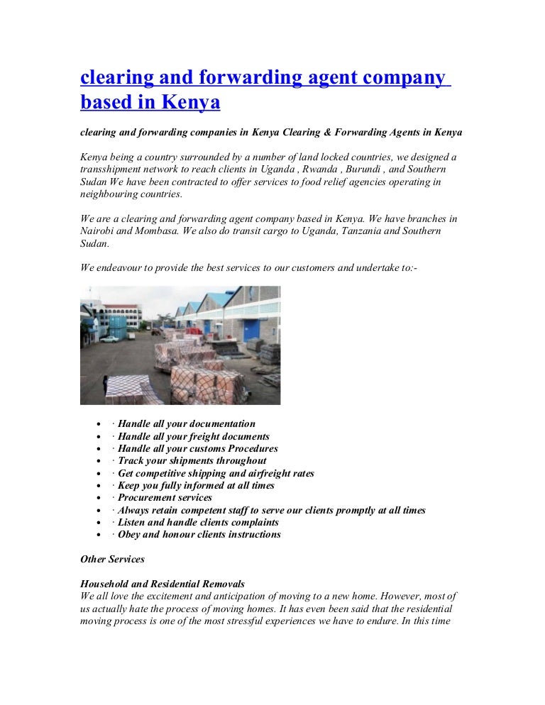 Clearing And Forwarding Agent Company Based In Kenya