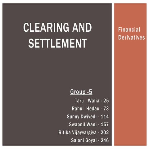 Clearing and settlement derivatives