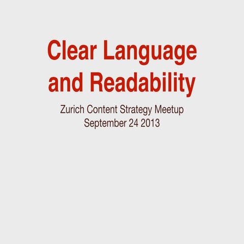 Clear Language and Readability