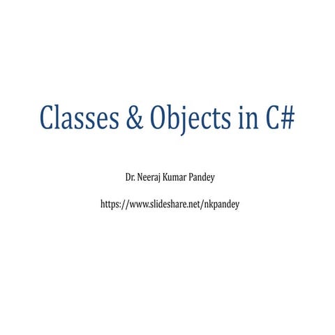 C# classes objects | PPTX