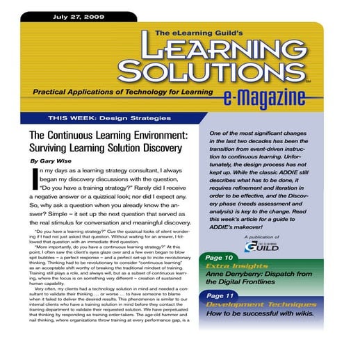 Continuous Learning Discovery