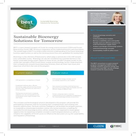 Sustainable Bioenergy Solutions for Tomorrow (BEST) general ...