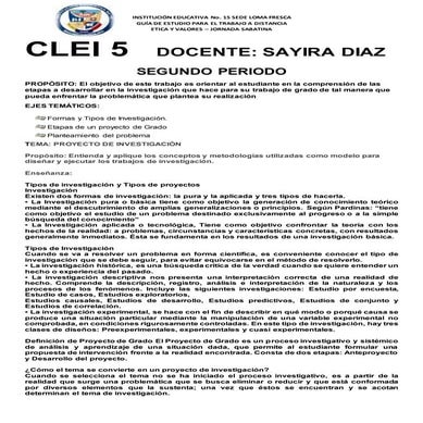Guía Español primer periodo - Clei 3 - Clei 4 - clei 5 | DOCX