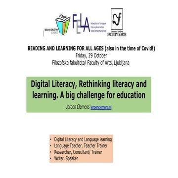Digital Literacy, Rethinking literacy and learning. A big challenge for educa...