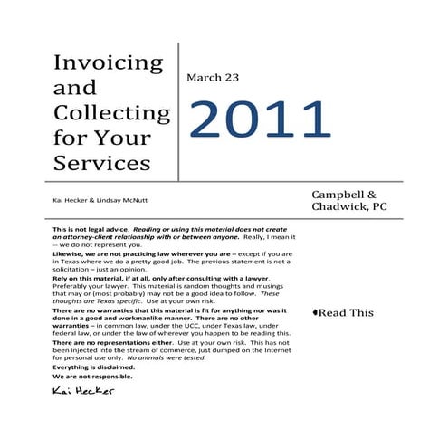 Invoicing and Collecting for your Legal Services