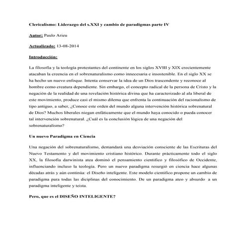 Clericalismo liderazgo del s xxi y cambio de paradigmas parte iv
