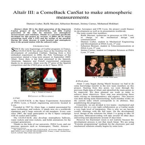 Présentation Altaïr III C'Space 2011