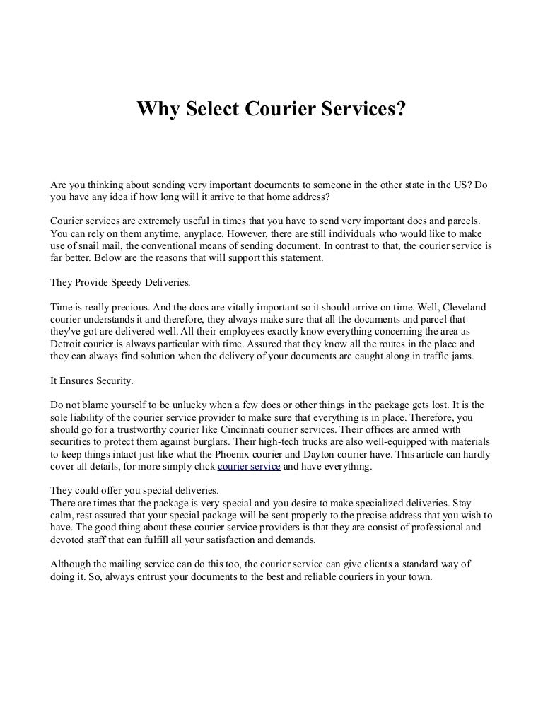 Why Select Courier Services