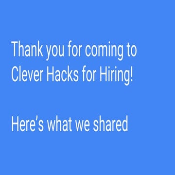 Clever Hacks for Hiring – June 2016 London