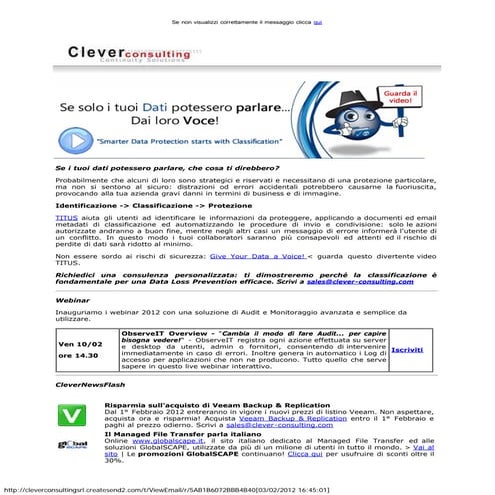 Clever Consulting Newsletter > Gennaio 2012
