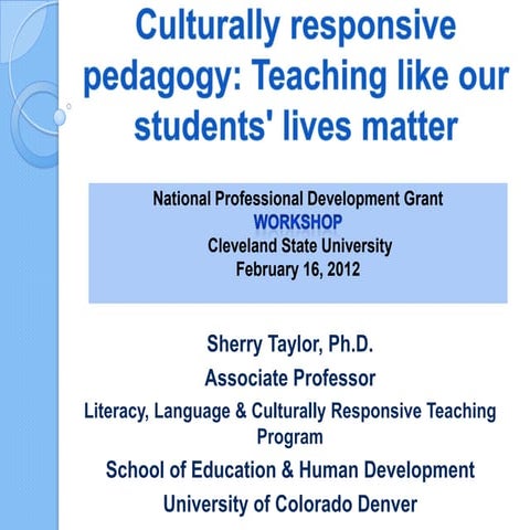 Cleve State PD Workshop Feb 2012 